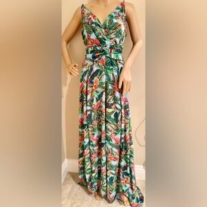 Tropical Floral Maxi Dress Chiffon Flowy skirt dress medium